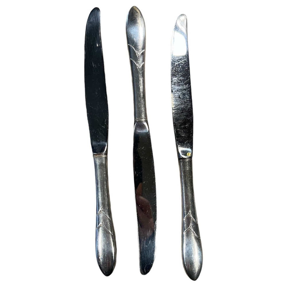 Oneida Community LADY HAMILTON 3 Dinner Knives Silverplate 1932 Silverware 9 3/8